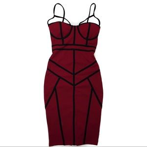 Burgundy with black stripes dress
